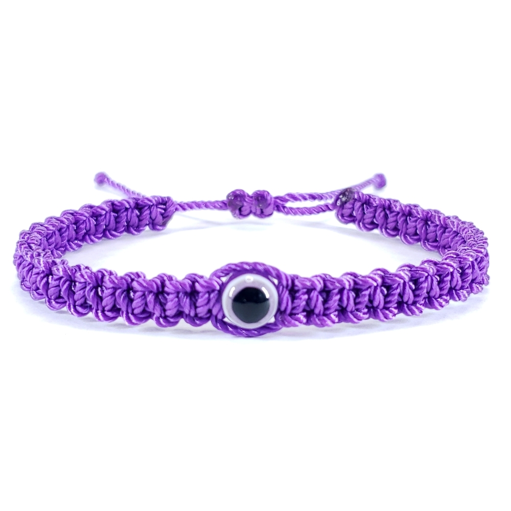 Evil eye bracelet, purple string, evil eye wristband, braided evileye protection